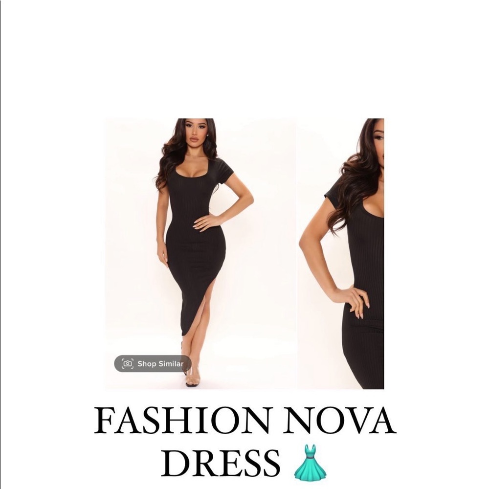 FASHION NOVA BLACK SLIT DRESS